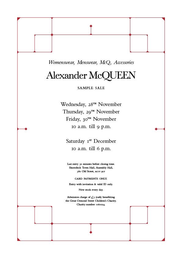 alexander mcqueen sample sale