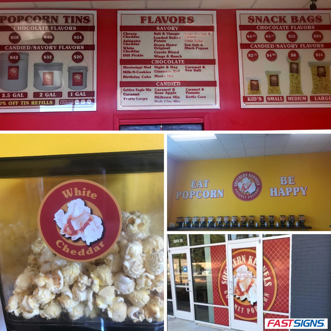 Looking to expand your business? Southern Kernels Gourmet Popcorn streamlined their look and created an easy to replicate design that will serve them far into the future! #FASTSIGNSDidIt