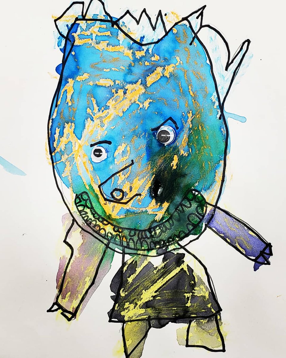 MrsStanleyArt's tweet photo. Kindergarten "Texture Monsters"! Amazing how these went from 2 googly eyes on a blank page to these crazy, goofy monsters! We created implied texture via crayon resist #kindergartenart #elementaryart #impliedtexture #nccsartdesign #LOlionart #texturemonster #artteachersoftwitter https://t.co/VD8EQ49c4F