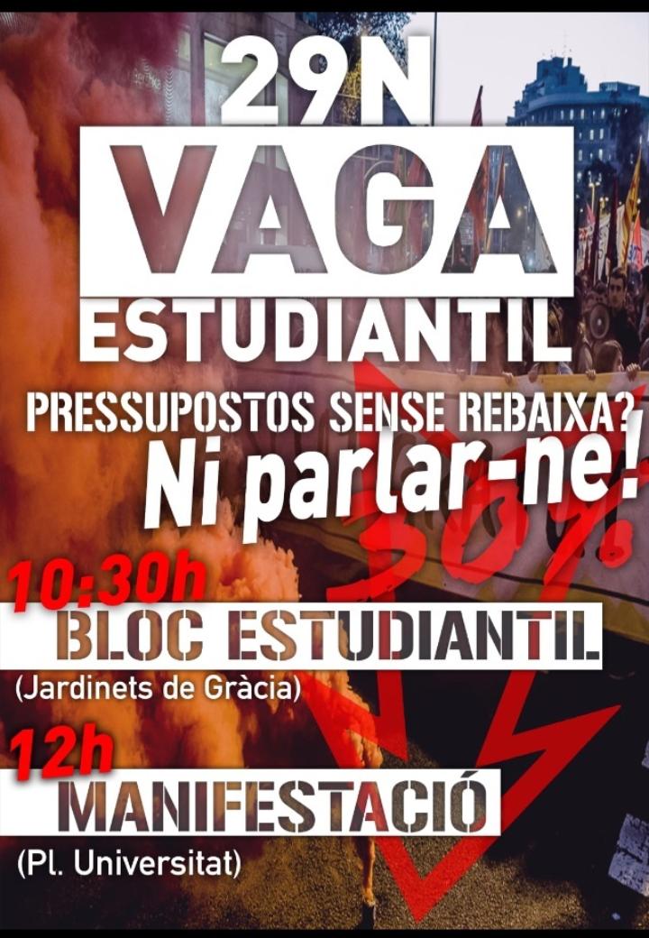 Us recordem que el dia 29 hi ha mobilitzacions a Barcelona. Ni un pas enrere contra els pressupostos!!