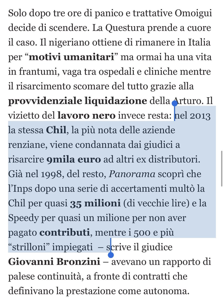 valy_s's tweet photo. T. #Renzi dice di non voler essere paragonato al padre di #DiMaio
Ma una sua società fu CONDANNATA perché ha sfruttato un nigeriano,licenziato in tronco
E non era la 1ªvolta
#ChilPost fu condannata per mancati contributi INPS ai suoi “strilloni” https://t.co/zLzLwaanux https://t.co/sILyG4MsfH