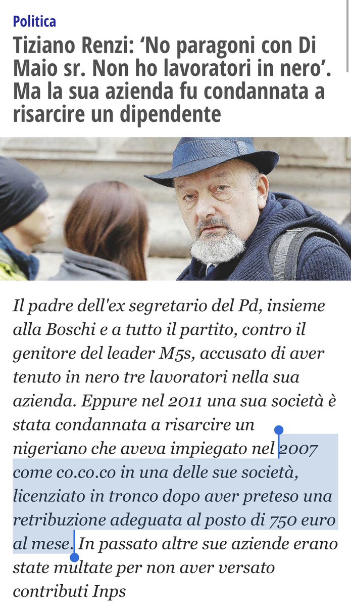 valy_s's tweet photo. T. #Renzi dice di non voler essere paragonato al padre di #DiMaio
Ma una sua società fu CONDANNATA perché ha sfruttato un nigeriano,licenziato in tronco
E non era la 1ªvolta
#ChilPost fu condannata per mancati contributi INPS ai suoi “strilloni” https://t.co/zLzLwaanux https://t.co/sILyG4MsfH