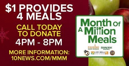 I will be answering the phones tonight @10News from 6-7pm. Please call in and donate to a fantastic local campaign. @FeedingSanDiego