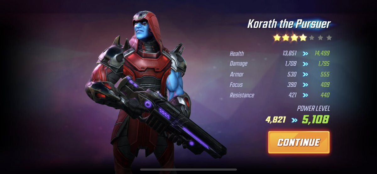 #MSF Update: #KorathThePursuer upgraded to 4-Stars. @MarvelStrikeF #MarvelStrikeForce