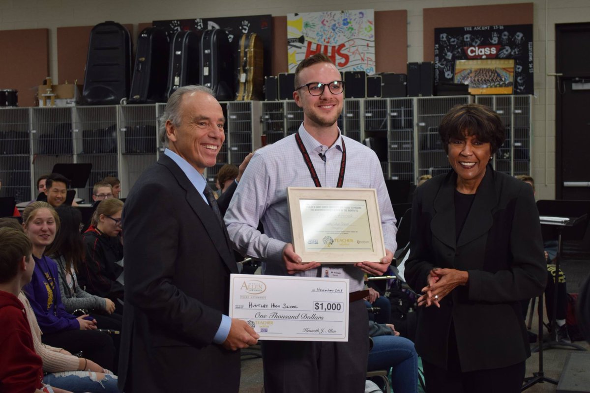 Dist158's tweet photo. A reminder to tune into @WGNNews at 9 tonight to see @HuntleyHS's own Mr. Krivosik be recognized as Teacher of the Month! https://t.co/fkqgoExA8q