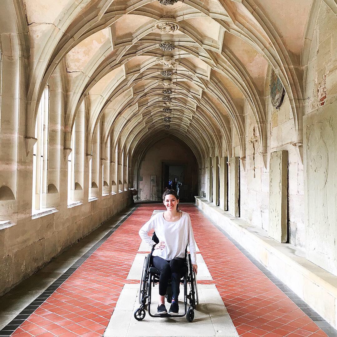 CSULBAbroad's tweet photo. ‘’A lot of people told me it would be impossible to study abroad with my wheelchair. Now I’m here proving to myself and everyone else that it’s possible. I hope this shows other students, both disabled and able-bodied, that they can do it too!’’ -junior Kimberlee Hennessy-Berndt https://t.co/QDJCg5tbj1