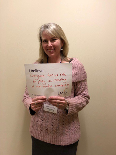 Shannon Barry, Executive Director of DAIS, believes everyone has a role to play in creating a nonviolent community. Visit abuseintervention.org/donate/ and make your #GivingTuesday gift today! #DAISbelieves #GivingTuesday