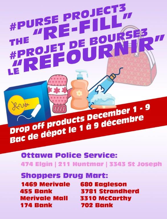 Joan20156's tweet image. The #PurseProject is back, Dec 1-9!  You can make a differnce &amp;amp; time to clean the closet out.  Drop off at @OttawaPolice stations &amp;amp; Shoppers Drug Mart locations. #ottnews
