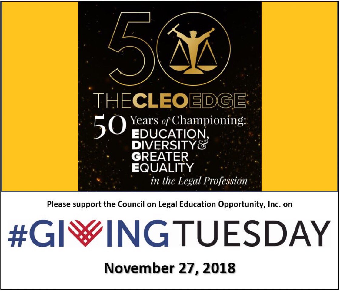 cleoscholars's tweet photo. Did you know? Since our inception, 10,000+ students have participated in our programs & joined the legal profession. Please consider donating to CLEO this #GivingTuesday to support our mission of advancing #diversity in the legal profession! https://t.co/GK7pMimLFs #CLEOat50 https://t.co/GQuCgIze20