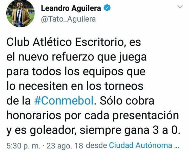 <a href="/Tato_Aguilera/">Leandro Aguilera</a> sos un payasooo @CARPoficial <a href="/RiverLPM/">La Página Millonaria</a>