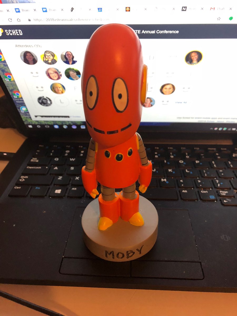 shalonthomas's tweet photo. #Moby is checking out all of the cool teachers coming to our #Coding with @BrainPOP session at #VSTE18 next week. Stop by our booth and enter to win a VIP #SwagBag for your classroom. #CreativeCoding #Scratch #VidCode https://t.co/T1OfZQC5lE