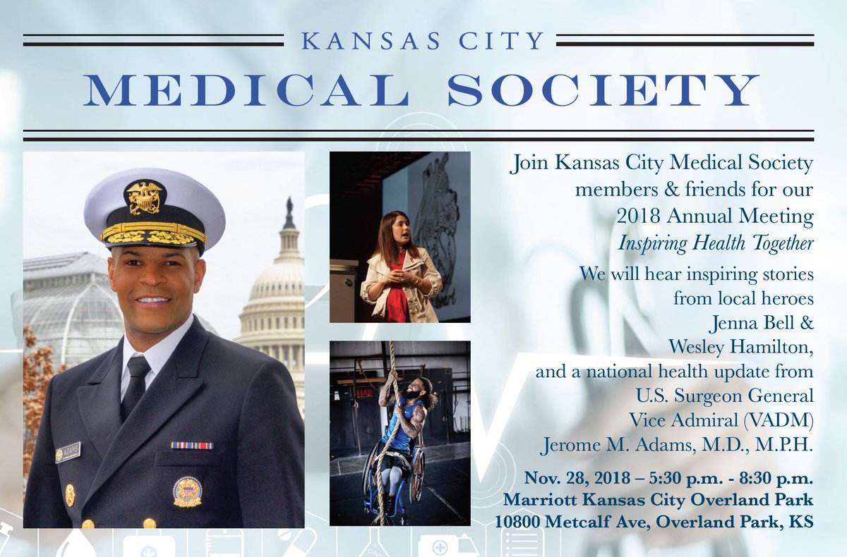 KCMedSociety's tweet photo. Get your hashtags ready - The theme of our annual meeting is inspiring health together - and our hashtags are #InspiringHealthTogether #leadinghealthtogether and
#KCMS https://t.co/SjOYaYk1bL