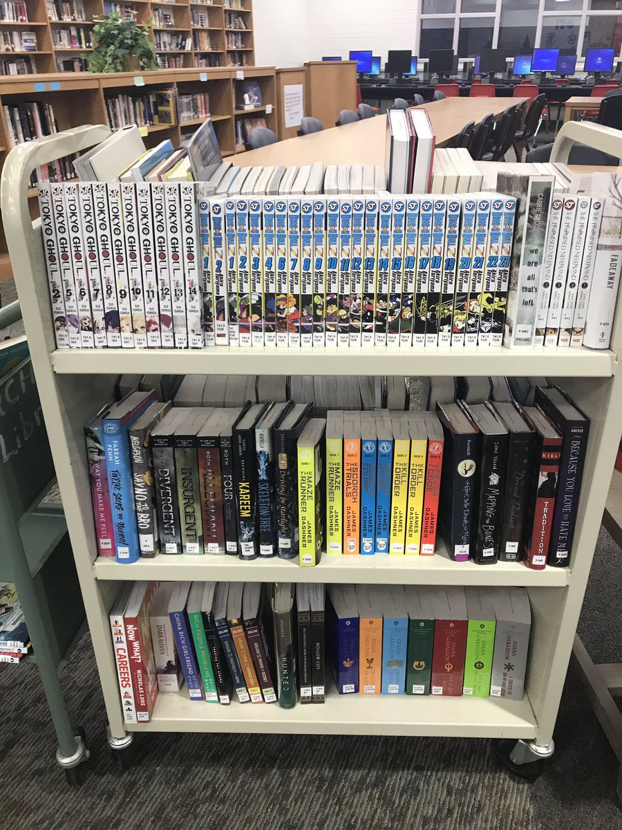 RCHSLibrary's tweet photo. Look at all the new books we are getting in! Another order was placed this week...let me know what titles YOU would like to see! #lakerlibrary https://t.co/P3sCiNbEQE