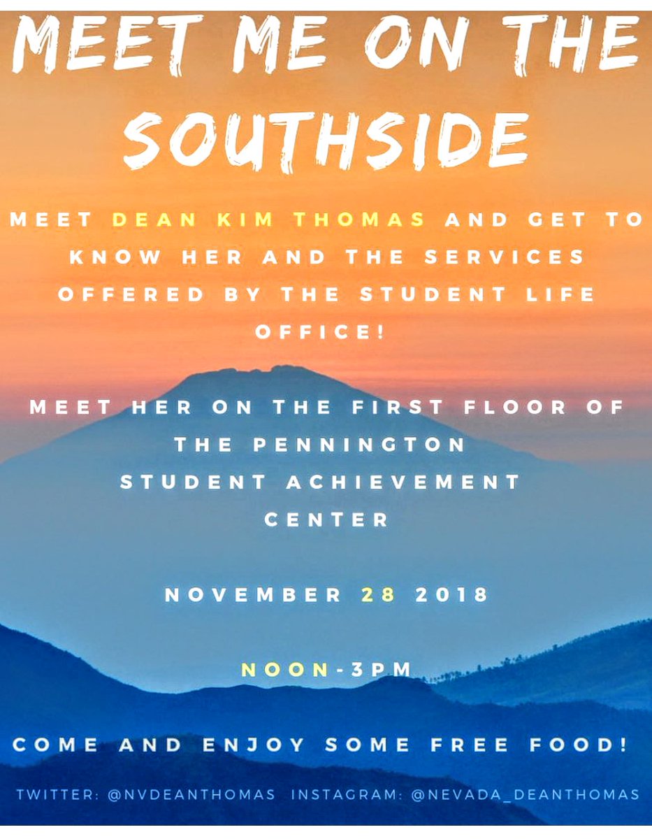 Anyone that knows @NVDeanThomas knows that students will love the opportunity to hang out and chat with our Dean of Students! Drop by and see her tomorrow!