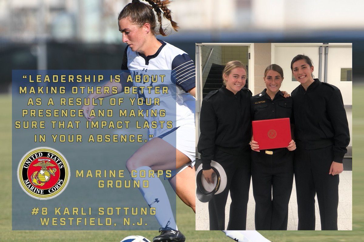 NavyWSoccer's tweet image. Another senior and her service selection is highlighted as team captain #8 Karli Sottung selected Marine Corps Ground