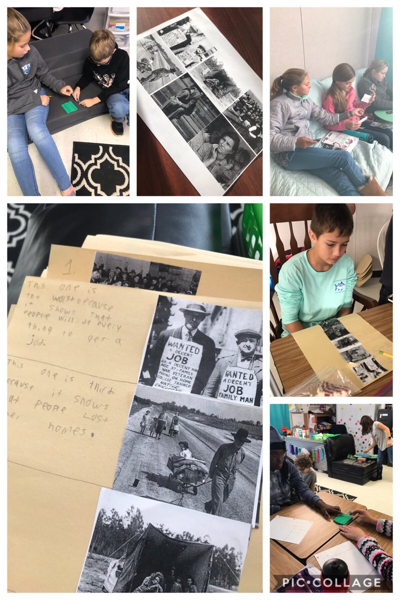 SarahChancey5's tweet photo. Today was a great day! We were historians and did a little Great Depression photo analysis and used models to compare decimals! #handson #theyaskedformore #mesrocks https://t.co/8PuvaJeftj