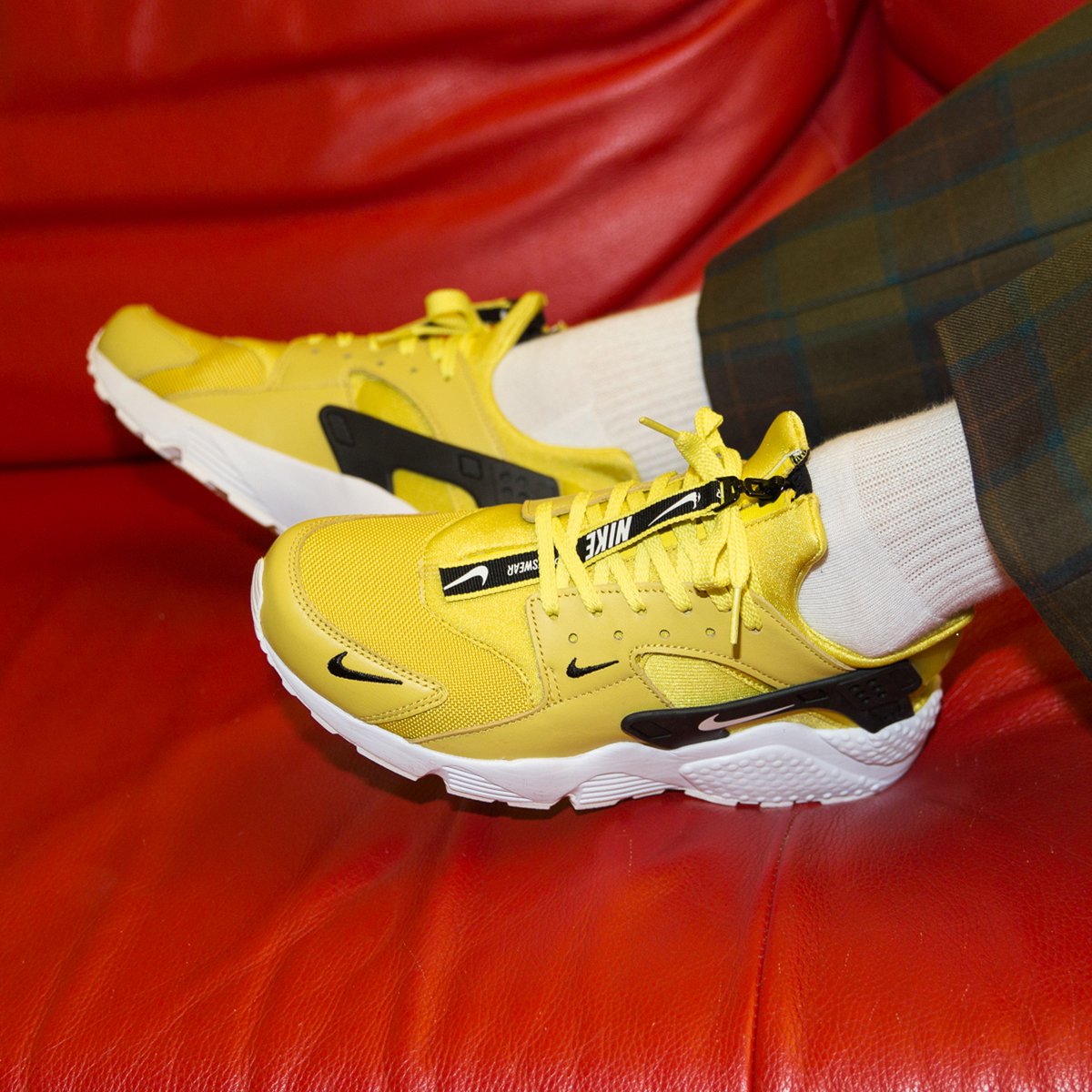yellow huaraches with zipper