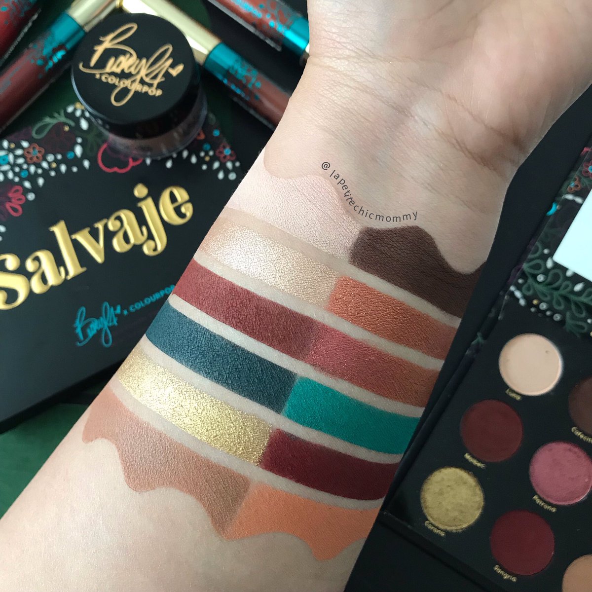 Swatches of <a href="/ColourPopCo/">ColourPop Cosmetics</a> <a href="/iambeckyg/">Becky G</a> collection launching 12/5 🌺🌺🌺🌺