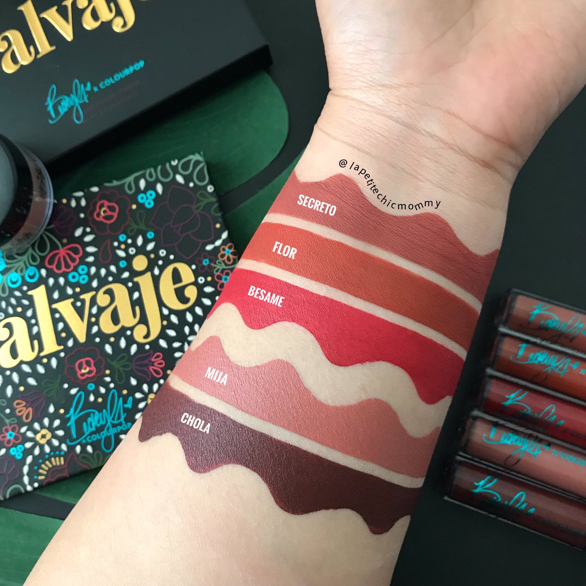 hellolpcm's tweet image. Swatches of @ColourPopCo @iambeckyg collection launching 12/5 🌺🌺🌺🌺