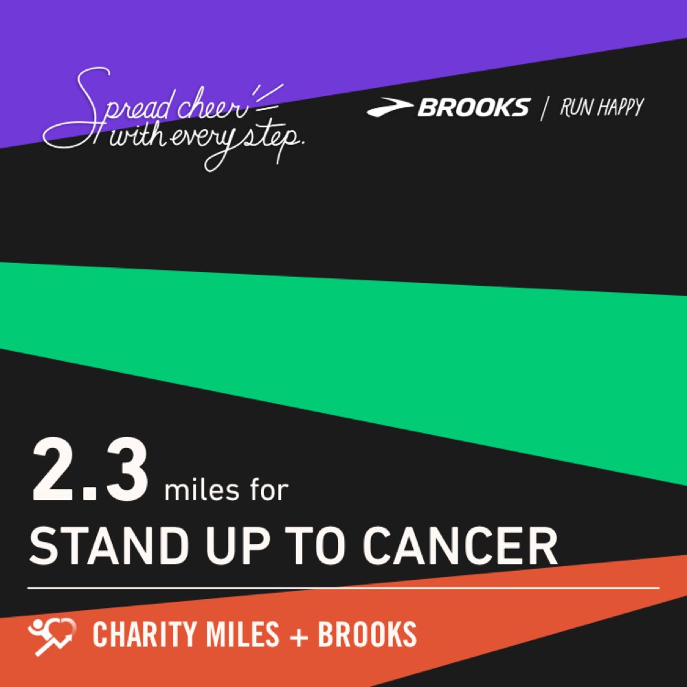 glady5_'s tweet photo. 2.3 @CharityMiles for @SU2C. Thx @BrooksRunning for sponsoring me! #RunHappy #SpreadCheerWithEveryStep https://t.co/i7VEaL8FSS https://t.co/uSt7Mv8DNN