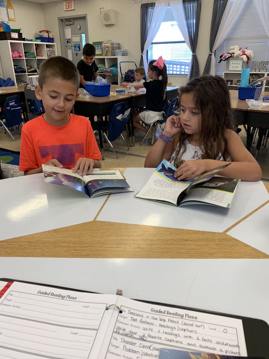 MrsBeckman1st's tweet photo. These friends enjoyed taking a picture walk through our new guided reading book before diving into reading!! Talking with their partner about things they saw, and things they were wondering about! ๐ #guidedreading #picturewalk @LaurelOakElem https://t.co/Nl3np4w0Wy