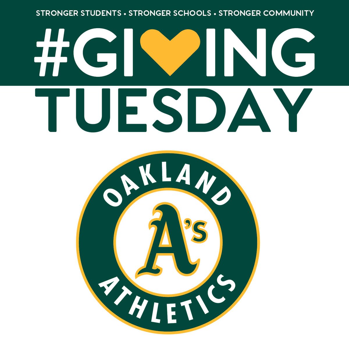 supportmyclub's tweet photo. BREAKING #GivingTuesday NEWS!
Announcing our partnership with the @Athletics! 💪 The Oakland A's host their #springtraining in Mesa with the amazing @cactusleagueaz! They are generously giving back to @supportmyclub east valley Baseball teams ⚾ #StrongerStudents #HellaSpring https://t.co/FL1NHcYO7H