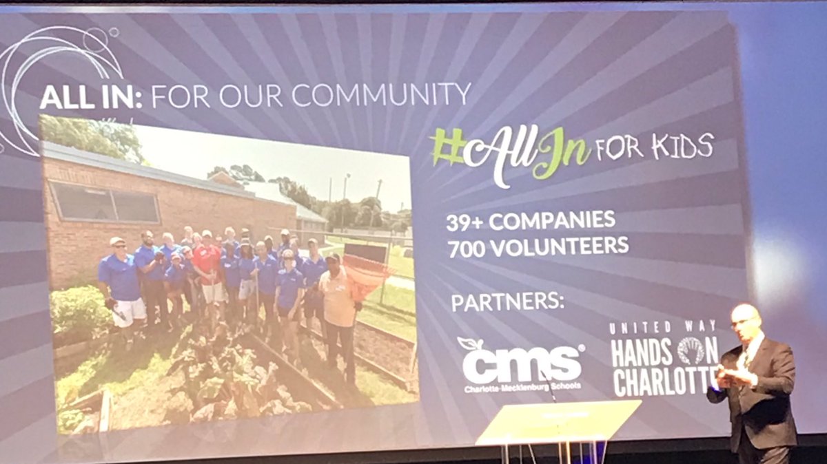 Great to hear about support shown by @cltchamber members in partnership with <a href="/CharMeckSchools/">Charlotte-Mecklenburg Schools</a>, @myUWCC, and @HandsOnCLT! #CLTVolunteers #DoGood #CLTAnnualMtg