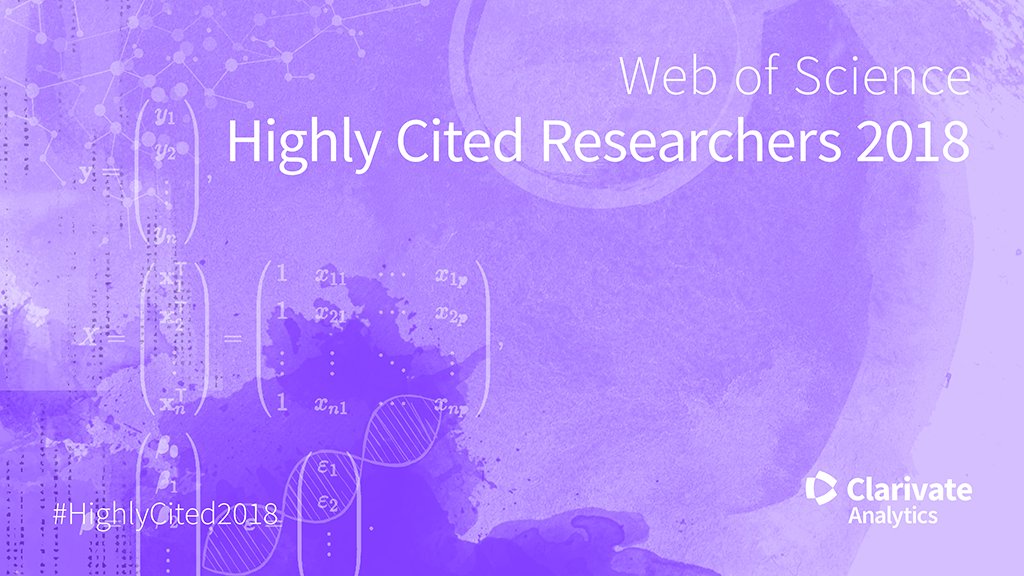 ClarivateAG's tweet photo. For the first time ever, we’ve introduced a new Cross-Field category for #HighlyCitedResearchers, which aims to identify #worldclassresearchers with substantial influence across several fields. Check it out in the just-released list: https://t.co/xQhNLNGuty

#HighlyCited2018 https://t.co/bEwkX2XJWn