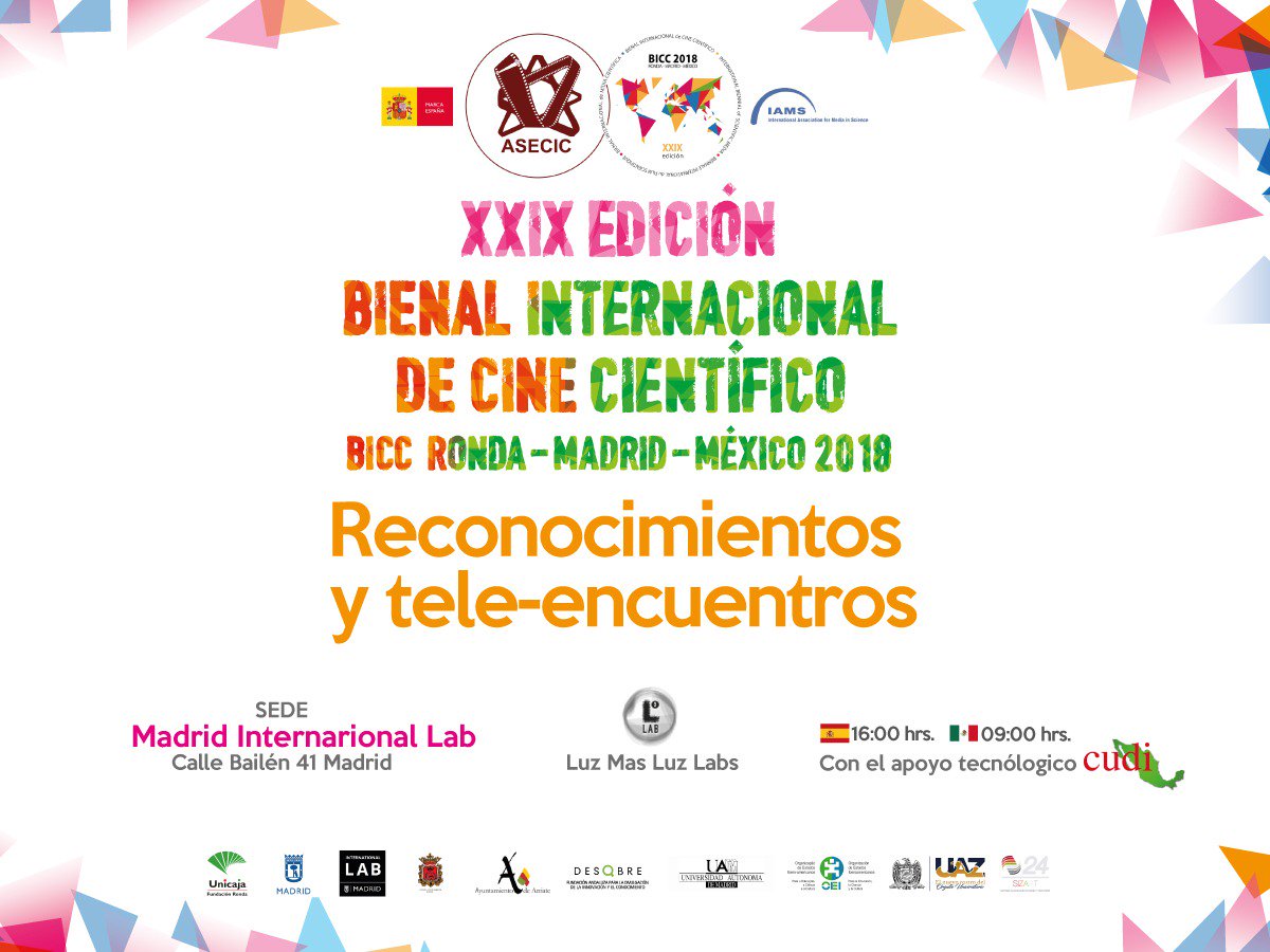 Entrega de reconocimientos de la Bienal de Cine Científico Ronda-Madrid-México de la ASECIC  | 28 y 29 de noviembre bit.ly/prm-cine-cient…