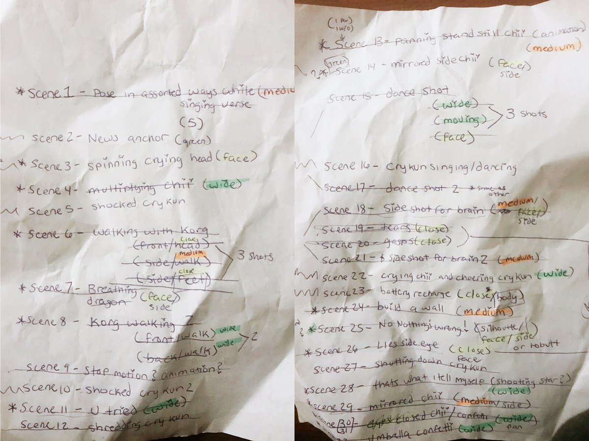 DecoraChii's tweet photo. I found a gem in my closet while cleaning. This was the scene checklist sheet used while filming “Why Do I?” #whydoi #happychii #remotegirl #bts https://t.co/I31efGo555