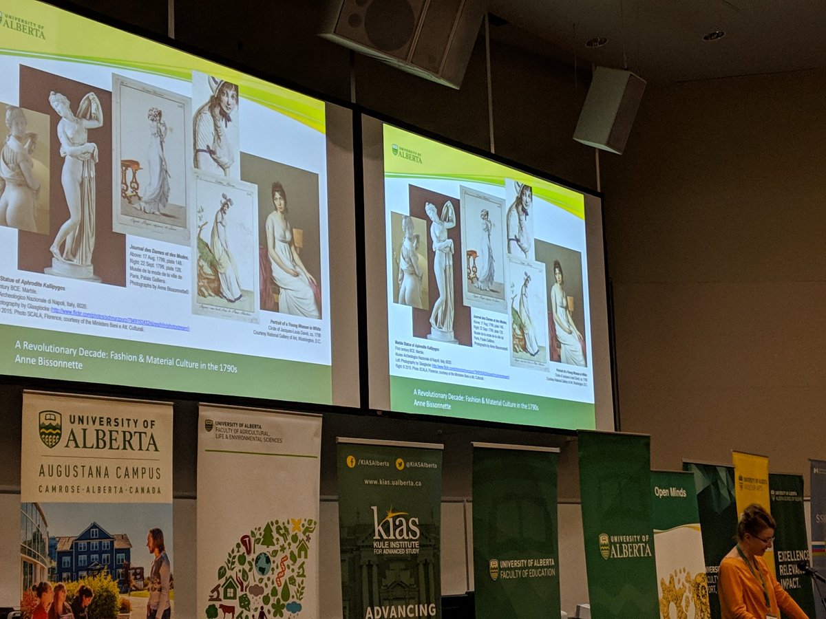 KIASAlberta's tweet photo. Anne Bissonnette presents her research about the effects of the French Revolution on European & American fashion & political, cultural & social histories at #OpenMinds2018 #SSHRC40 #SSHRCMatters https://t.co/MXApaBEPib