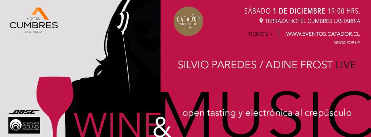 Atentos a lo que se viene pronto en <a href="/HotelesCumbres/">Hoteles Cumbres</a> #Lastarria! Vamos equipo <a href="/CatadorAwards/">Catad'Or World Wine Awards</a>! Dense una vuelta el sábado a tomar unas copas y escuchar buena música...