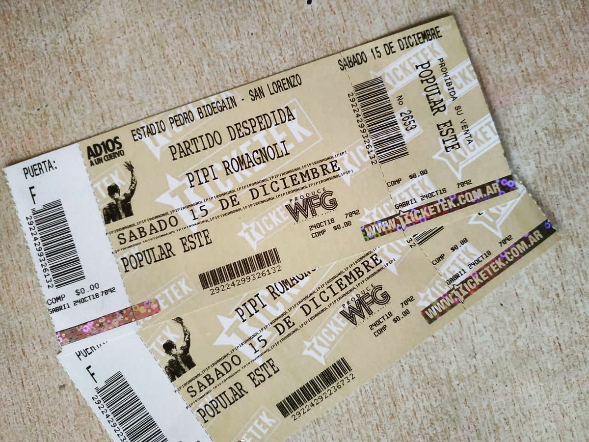 Buenasysantasok's tweet image. Regalamos un par de entradas para el oartido despedida de @ElPipiRomagnoli
Seguí nuestra cuenta, dale me gusta ❤y RT a esta publicación.Recordá que las entradas para el partido se venden a través de @ticketek y en el Store de Av.La Plata 1794 @wfgofficial