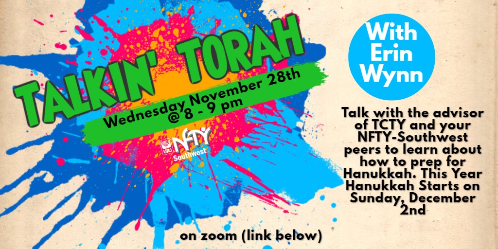 Don't miss Talkin' Torah tomorrow night!
