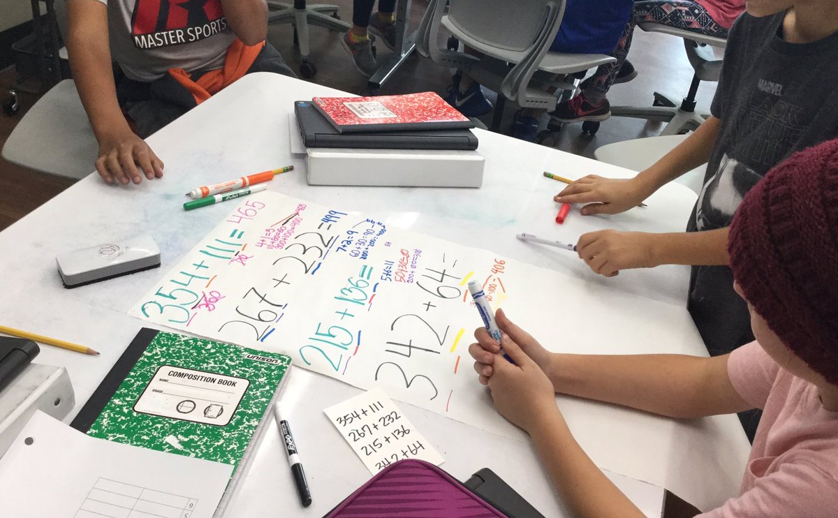 donnaschung's tweet photo. #numbertalk with @mmoneydmusd and #mrschung4th about how equations can reveal a relationship amongst numbers when adding. Then students map relationships they see in groups of 3, referring to the chart we created together. https://t.co/xgqPTcPR94