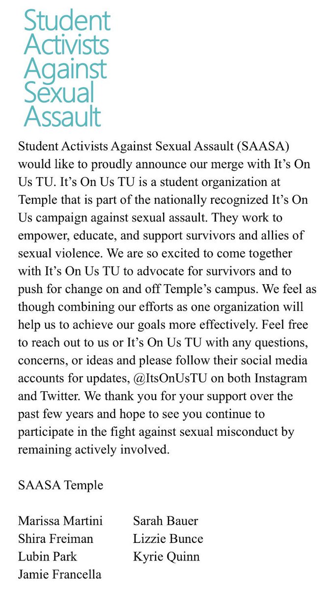 S.A.A.S.A. at Temple tweet media