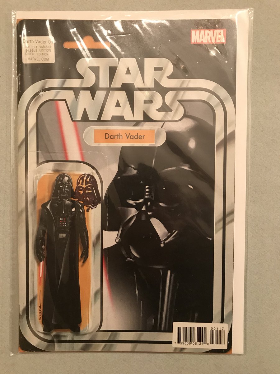 CollectCantina's tweet photo. Time for our next anniversary giveaway! Win this copy of #Marvel #DarthVader issue 1 action figure variant signed AND remarqued by cover artist @johntylerchris simply follow us, like &amp; share this post and tell us your fav #StarWars comic character! Contest ends 11/28 at 10:00p ET https://t.co/RSbyW89Byi