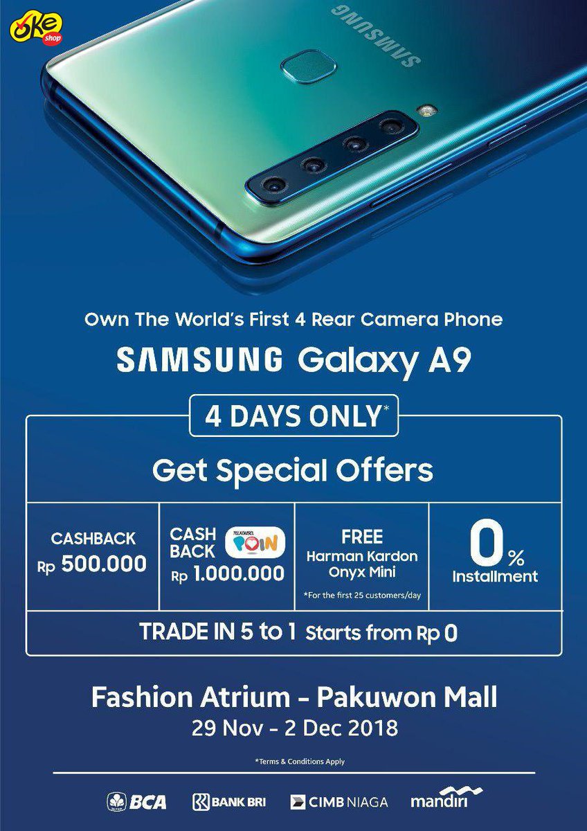 Launching Samsung Galaxy A9 with 4 Rear Camera, get Cashback upto 1,5juta at Pakuwon Mall Surabaya