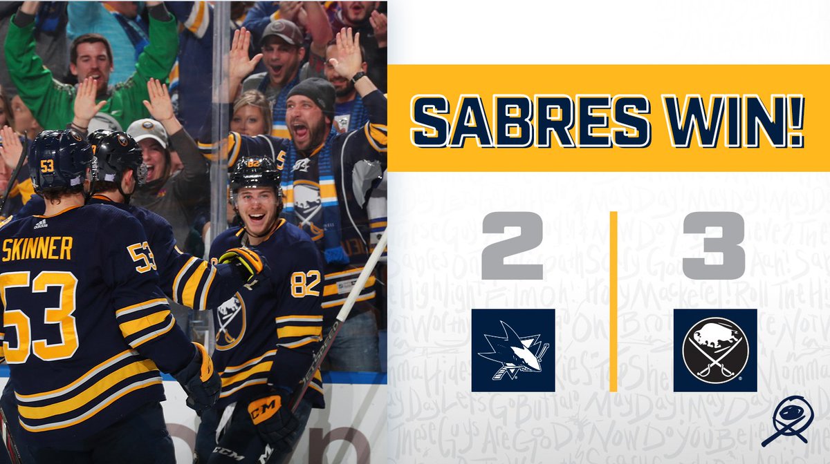 BuffaloSabres's tweet image. JEFF SKINNER SCORES IN OOOOOOVERTIME!

#SABRES. WIN. AGAIN!!!!

#LetsGoBuffalo ⚔️