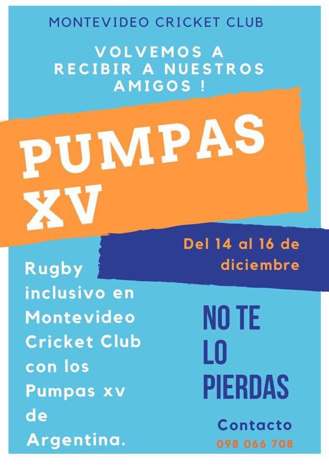 Vuelven nuestros amigos de @pumpasxv a Uruguay. Los esperamos a todos para aprender un poquito más de #inclusión y divertirnos haciendo lo que más nos gusta: jugar al rugby con amigos.
