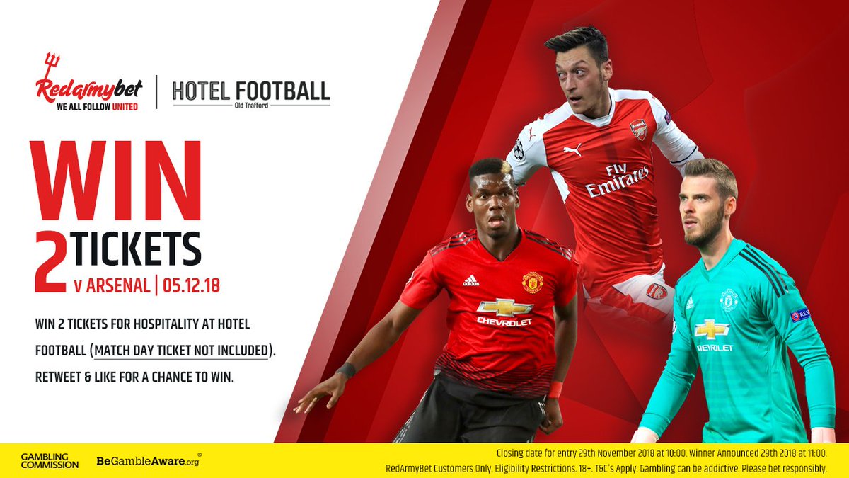 RedArmyBet (@redarmybet) on Twitter photo 🎉 COMPETITION TIME 🎉
Follow & RT for the chance to win a pre-match meal at <a href="/hotelfootballuk/">Hotel Football</a> for you and a friend next week as United face Arsenal. ⚽️ 🇾🇪
Click here for our Terms & Conditions: bit.ly/2NytWAd
⏰ You have 24 hours!
#MUFC #UTFR 🎉 COMPETITION TIME 🎉
Follow & RT for the chance to win a pre-match meal at <a href="/hotelfootballuk/">Hotel Football</a> for you and a friend next week as United face Arsenal. ⚽️ 🇾🇪
Click here for our Terms & Conditions: bit.ly/2NytWAd
⏰ You have 24 hours!
#MUFC #UTFR