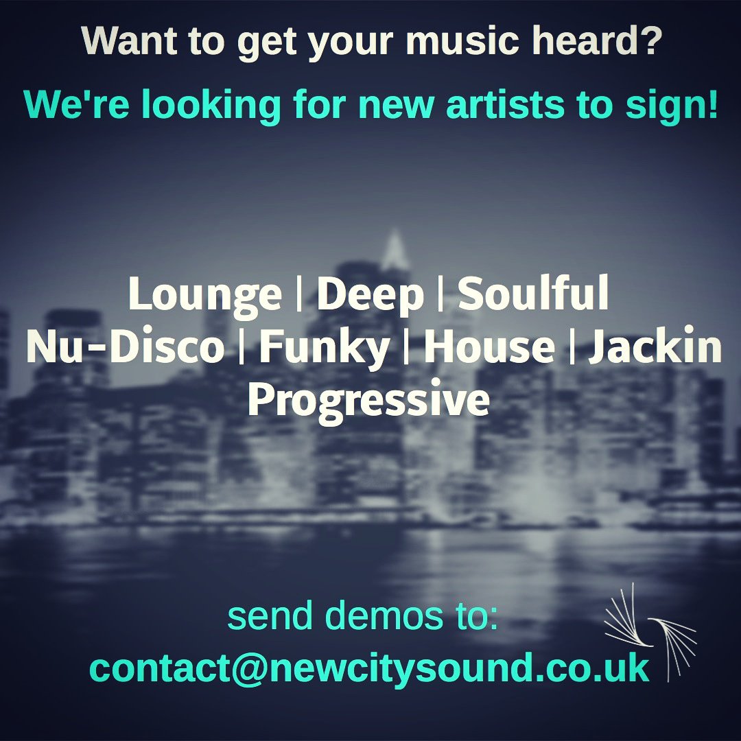 NewCitySound's tweet photo. We're on the hunt for new artists to sign to our label. Our releases have had support from the likes of @ibizaradio @CASSIMMofc @TRAXRECORDS @kevinsaunderson @Alka_Lino
@cjmackintosh @HIDEO_KOBAYASHI @garycaos
....and more!
#newmusic #housemusic #houseproducer #recordlabel https://t.co/5uYzI4MKf6