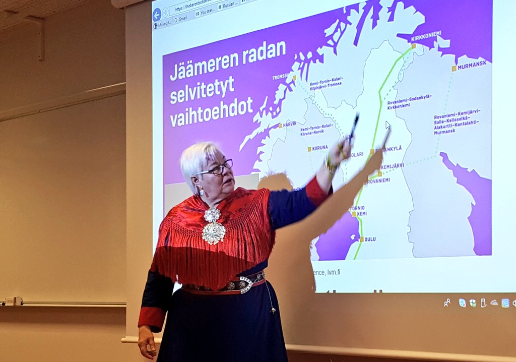 Liisa Holmberg explains how #ArcticRailway will divid reindeer herding areas and open for more  #Lapland mining. @TampereUni #Tarcmasterclass #ArcticMedia