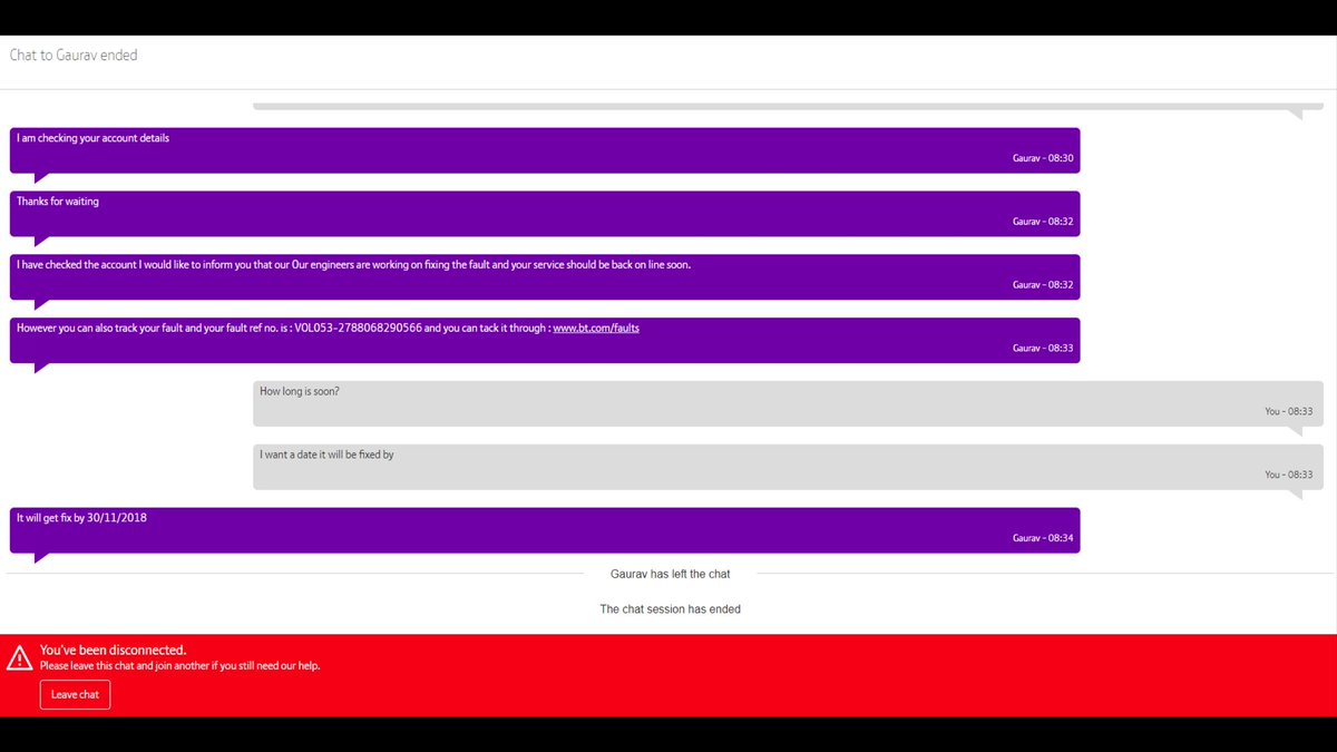 Jspaven89's tweet photo. @bt_uk No broadband for over a week and top class customer service from Gaurav! https://t.co/iMTPuLeBir