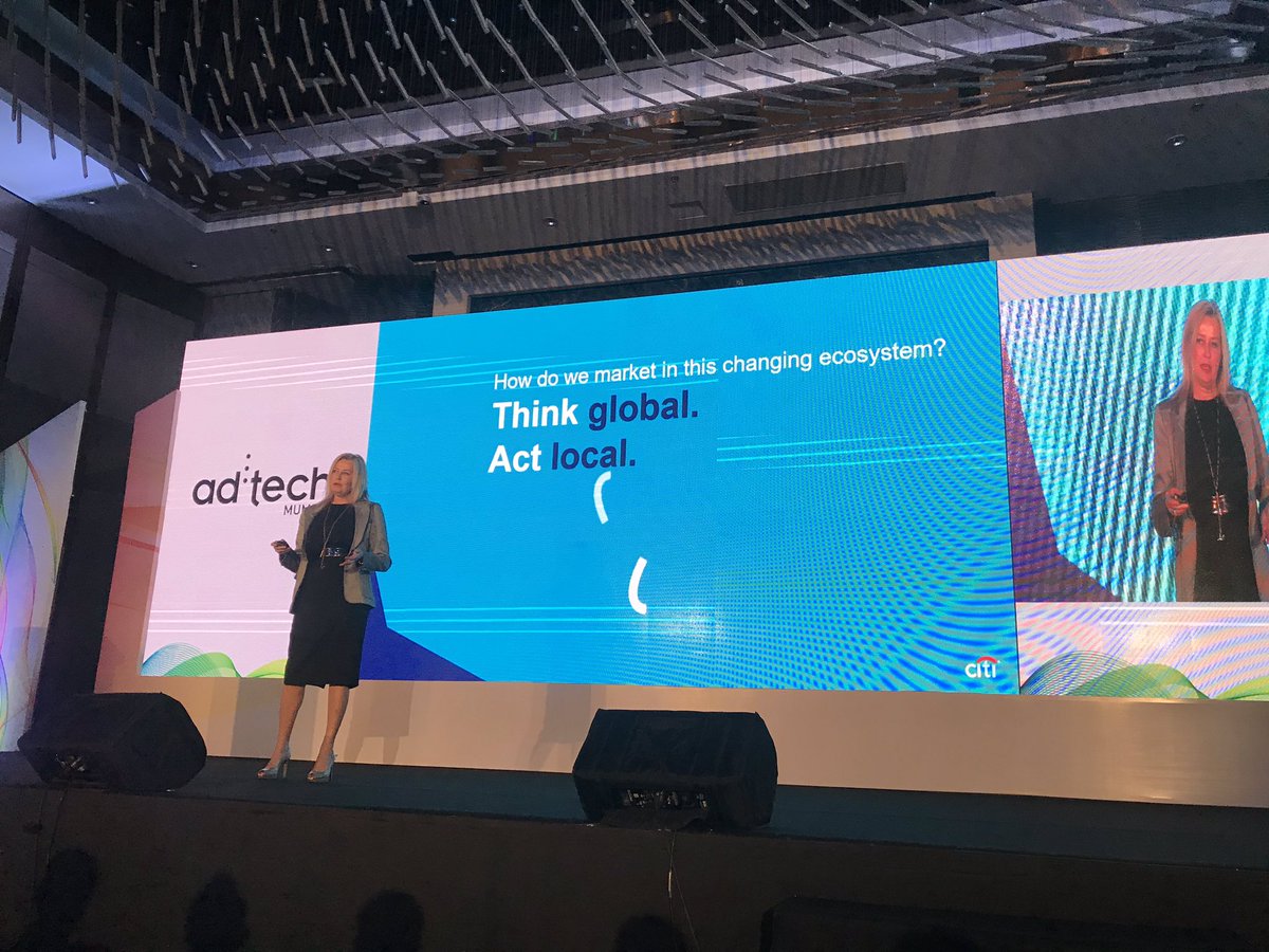 ARMDigital's tweet photo. “What is working in mumbai and delhi might not work in Thailand so we need to think global and act local” - Niamh Byme @Citi @Citibank #adtechIN https://t.co/6QGYaRrdoC