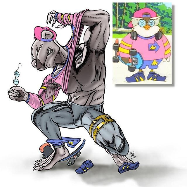 CastIronPuppets's tweet photo. Okay, so this pic of an owl is going around ArtTwitter and people are being challenged to draw their own character wearing these 90s clothes.
I decided to draw my character from the 90s. Thlayle Dohn was the hero of the first comic I ever published, BEAR.
#throwback #90sfa… https://t.co/BIVC4mPiGk
