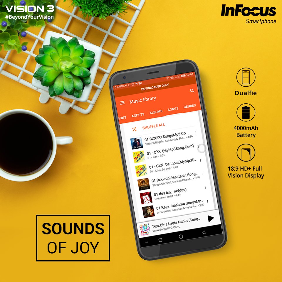 InFocus_IN's tweet image. #InFocusVision3 is available with the 4000 mAh battery which allows you to play non-stop music. Visit this link to know more: bit.ly/2lHGQRm