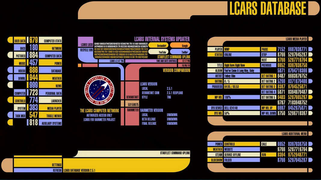LCARS V2 Skins
visualskins.com/skin/lcars-v2
#rainmeters, #rainmeterskin, #customization, #desktop, #desktopsetup, #desktopmodification, #visualstyle, #windows, #desktoptheme, #skin