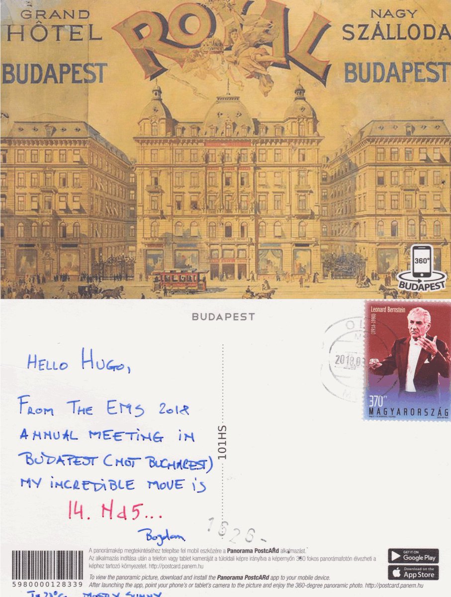 postcardchess's tweet photo. 14. Nxd5 (#Budapest, #Hungary) #ReallyBadMove #chess #postcardchess #epic https://t.co/nzu61zCpBV