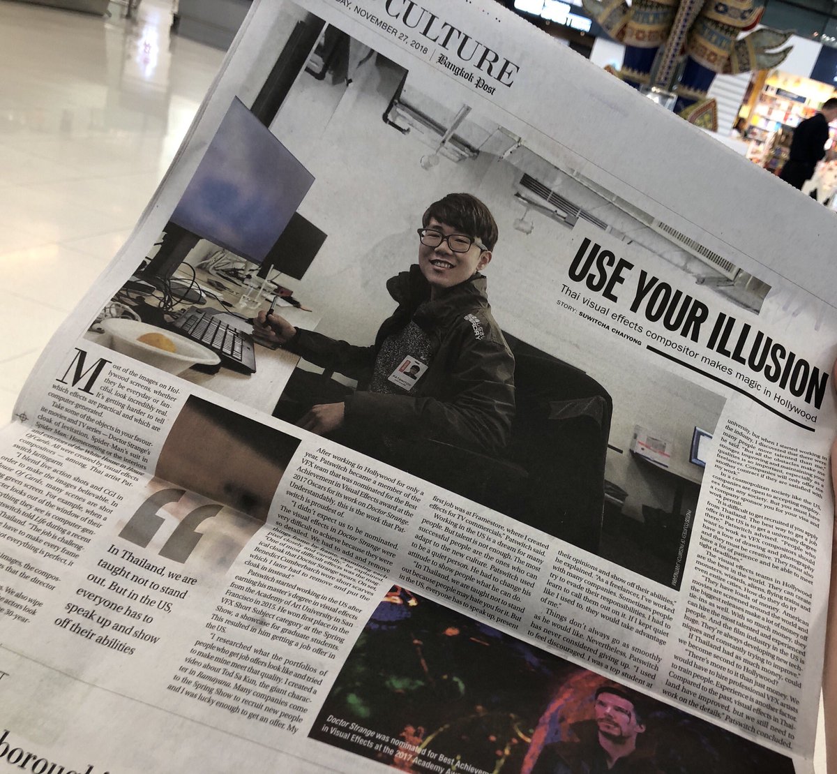 สำหรับคนที่สนใจอยากทำด้านวิชวลเอฟเฟค ลองอ่าน Bangkok Post ฉบับเมื่อวานกันดูนะ ... bangkokpost.com/lifestyle/soci…
